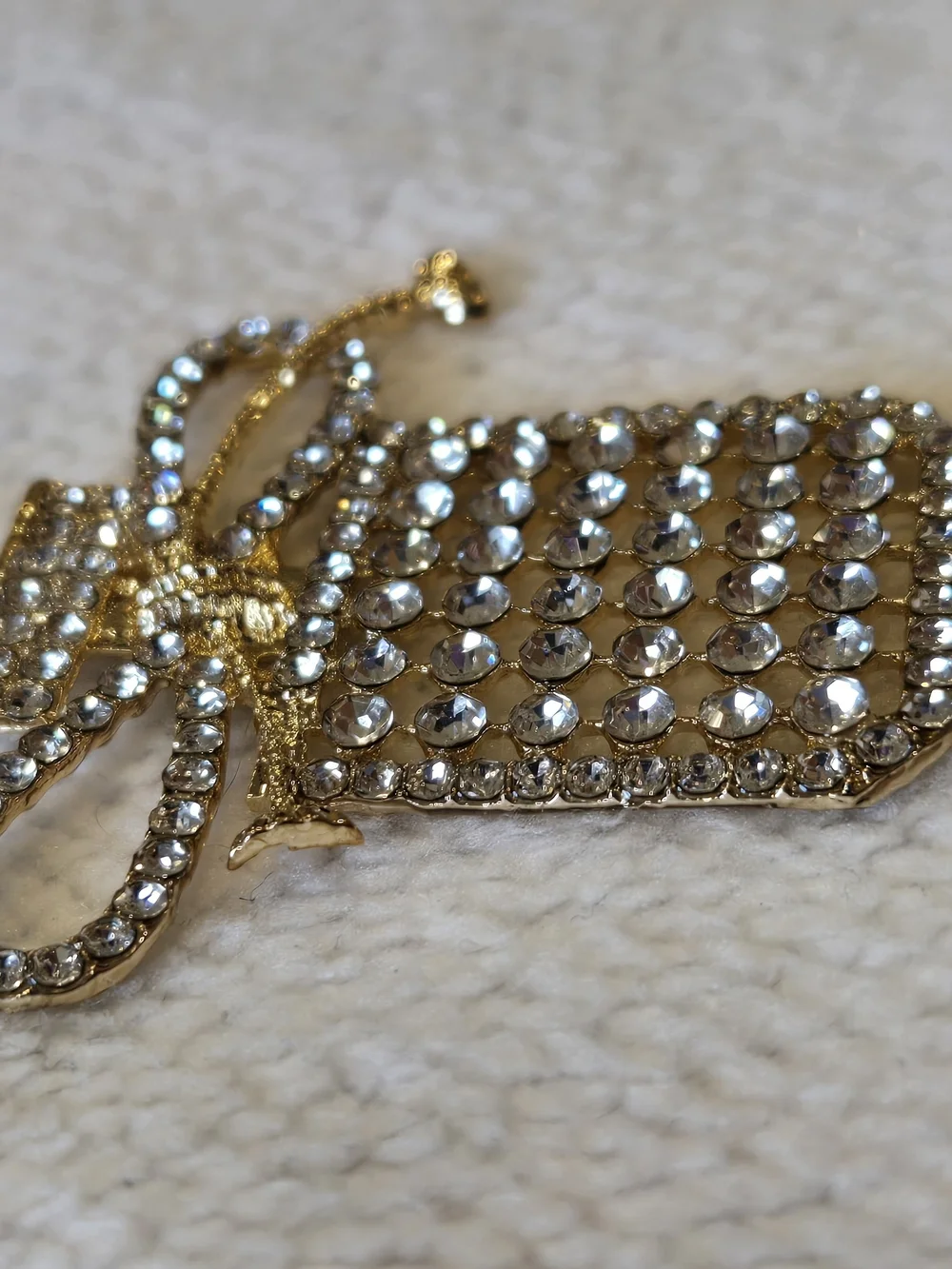 Perfume Bottle Crystal And Gold Bag Charm/ Keychain